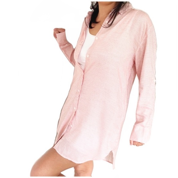 Onia Marie Collared Shirt Dress in Spanish Red NWT - Picture 2 of 10